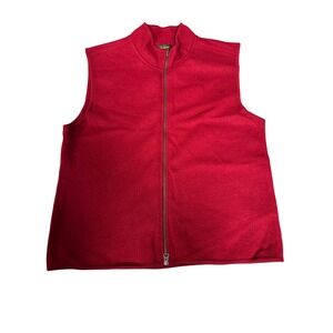 Woolrich Women's Ruby Red Wool Vest Sleeveless Full Zip Mock Neck XL